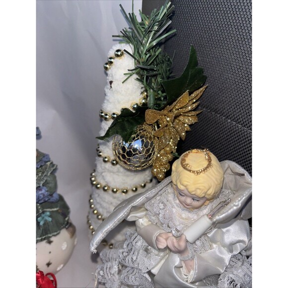 Christmas Decorations Lot Disney Ornaments Santa Angel Snowman Hand Made Trees - Picture 9 of 12